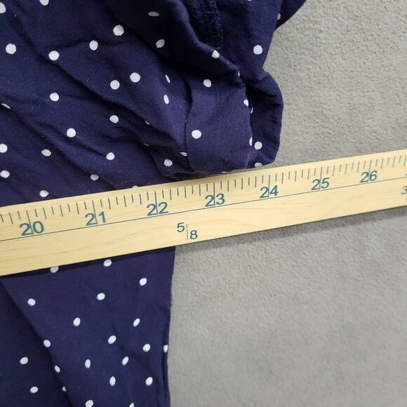 Gap Tunic Women's XL Sheer Blue With White Poka Dots Curved Hem Short Sleeve - Picture 4 of 4